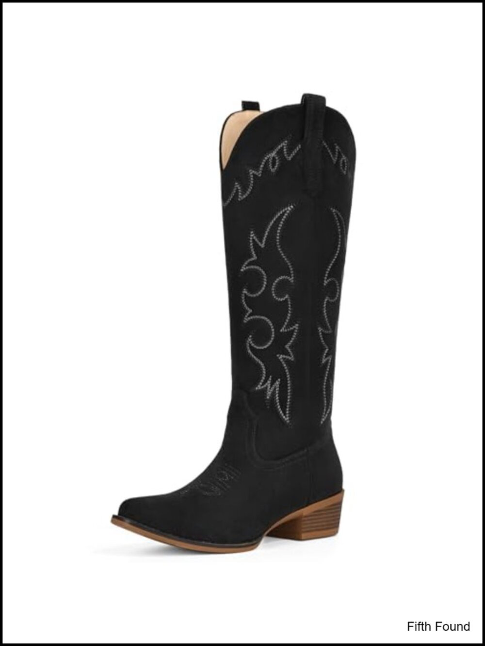 Suede Cowboy Boots Women Knee High Western Pointed Toe Slip-On